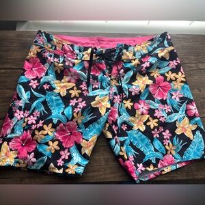 Burnside Men’s Floral Board Shorts Swim Trunks XL Tropical Print Beach Surf